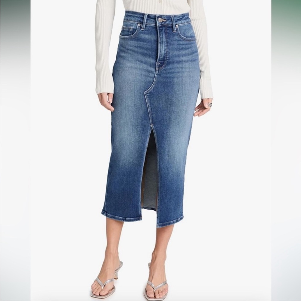 NWT Good American x Evereve Denim Midi Skirt with Front Slit